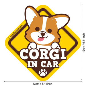 CORGI IN CAR MAGNET
