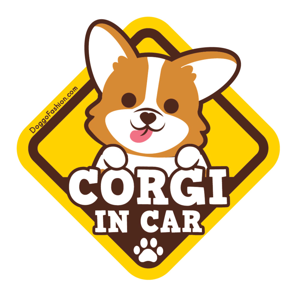 CORGI IN CAR MAGNET