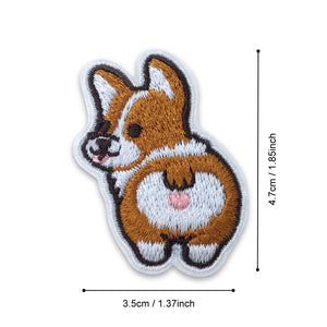 CORGIBUTT IRON ON EMBROIDERED PATCH